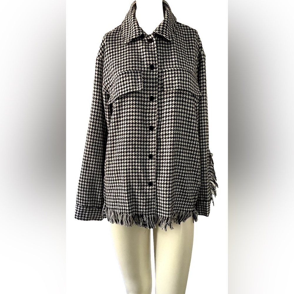 Women's Black and White Houndstooth Jacket